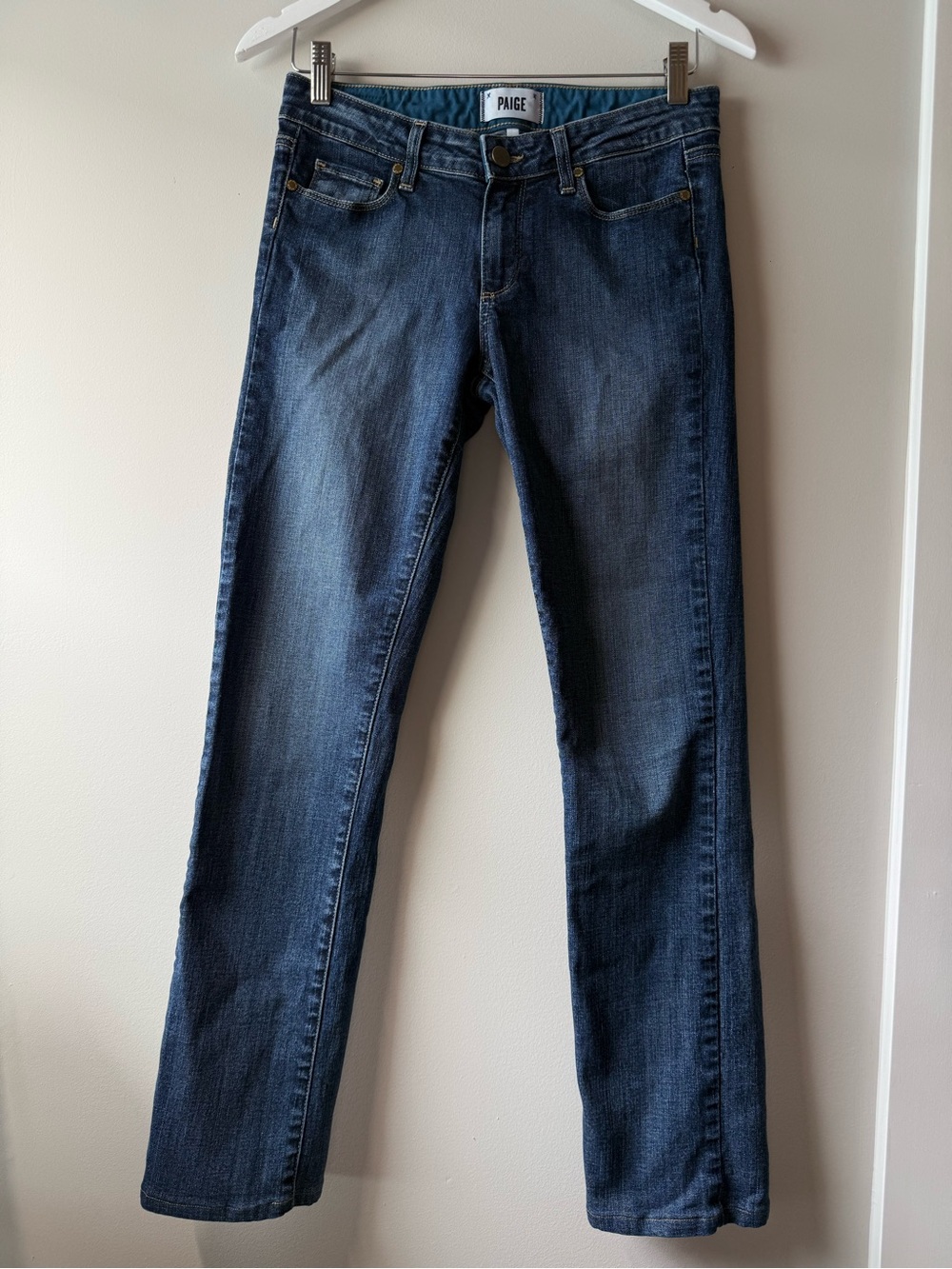 PAIGE Blue Straight Leg Jeans Size 27